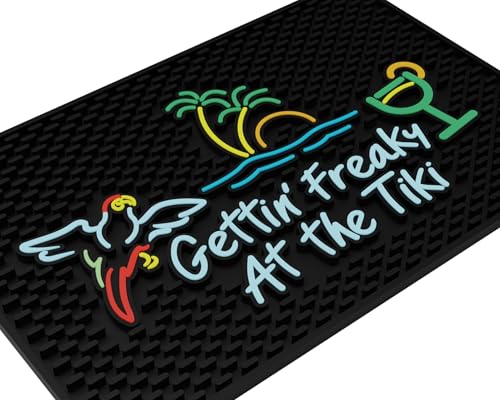 Gettin Freaky at The Tiki Flying Parrot Silicone Bar Mat 18x12 in