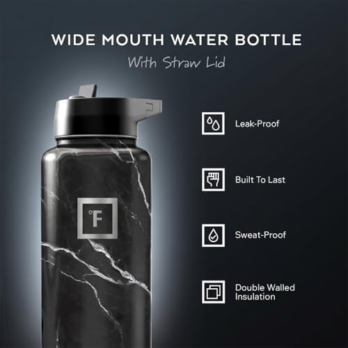 40 oz Wide Mouth Water Bottle with Straw
