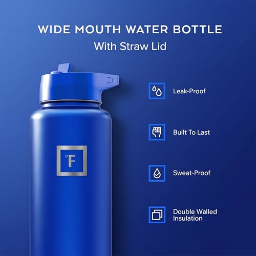 40 oz Wide Mouth Water Bottle with Straw