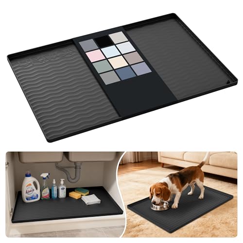 Waterproof Silicone Under Sink Mat 28'' x 19'' Shelf Liner for Kitchen and Bathroom