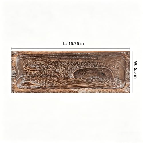Decorative Wooden Tray Long Narrow Centerpiece Candle Holder