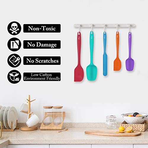 Heat Resistant 600℉ Food Grade Silicone Rubber Spatula Set for Baking (5 Count)