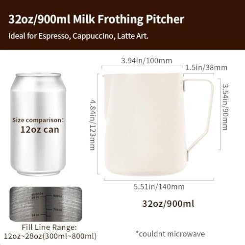 32oz Milk Frothing Pitcher Stainless Steel Espresso Steaming Jug