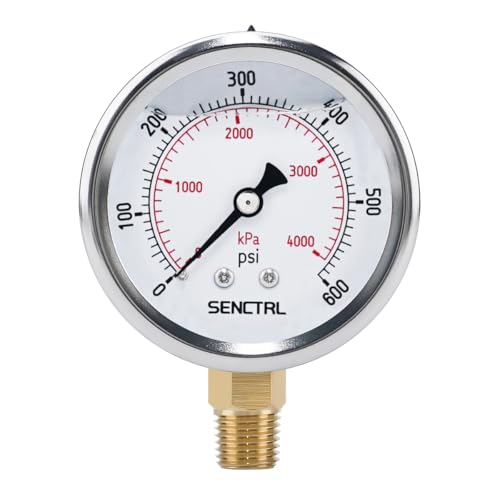 0 600 Psi Liquid Filled Pressure Gauge