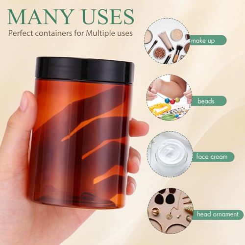 4 Pcs Plastic Jars Wide Mouth with Lids (4 Count)