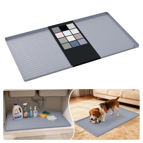 Waterproof Silicone Under Sink Mat 34'' x 19'' Shelf Liner for Kitchen and Bathroom