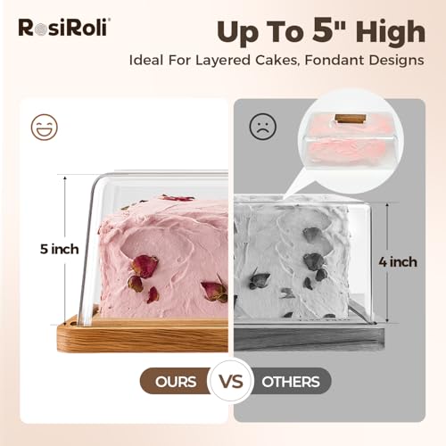 2-in-1 Acacia Wood Cake Stand with Acrylic Dome Cover