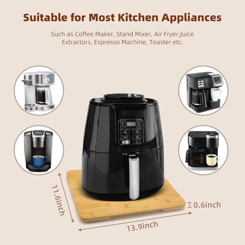 360°Rolling Tray Bamboo Kitchen Appliance Slider for Coffee Maker Pot