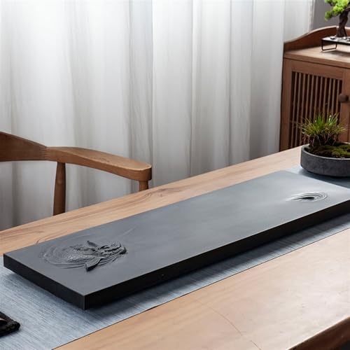 Tea Set Solid Natural Ebonite Tea Tray Relief Whole Stone Household Kung Fu Tea Set Stone Tea Tray Chinese Tea Set
