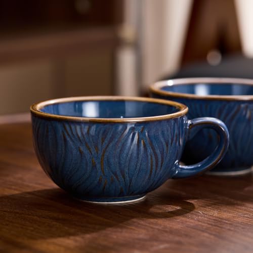 Set of 6 Vintage Design 12 oz Professional Barista Ceramic Latte Art Cappuccino Cups Set (6 Count)