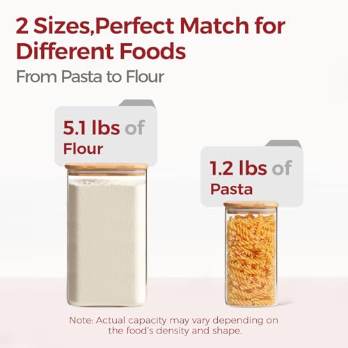 Glass Flour Containers with Bamboo Lids 1.6 (2 Count)