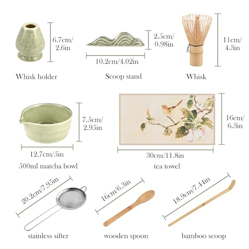 Matcha Set 8 PCS Japanese Matcha Bowl Set with Whisk and Tea Scoop