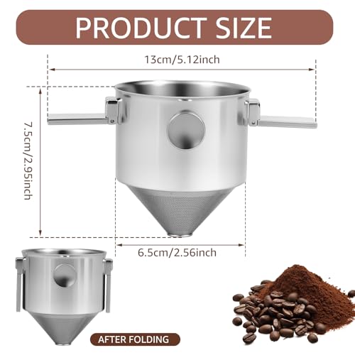 Pour Over Coffee Dripper Stainless Steel Coffee Filter Pour Over Coffee Maker Collapsible Coffee Dripper Cup Cone Filter for Travel Camping