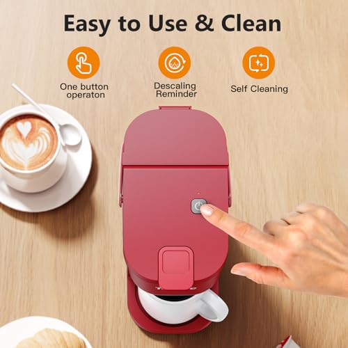 Mini Single Serve Coffee Maker for K Cups and Grounds with Handle