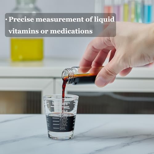 Ackers Shot Glasses Etching Scale Measuring Cup 2PACK Espresso Shot Glasses Liquid Heavy Glass 26 (2 Count (1 fl oz each))