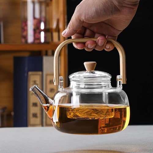Glass Teapot with Infuser Clear Glass Tea Kettle with 6 Teacups