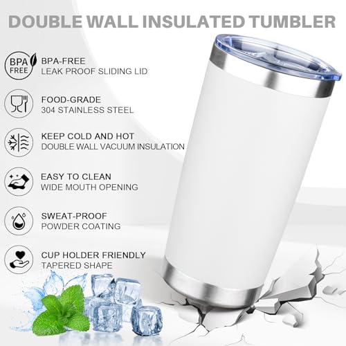 20oz Tumbler with Lid Double Wall Vacuum Insulated Travel Coffee Mug Stainless Steel Thermal Cup Powder Coated Sturdy Coffee Tumbler Bulk for Hot and Cold Beverage (4 Count)