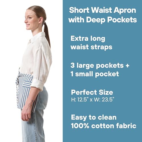 Chef Waist Aprons for Women with Pockets