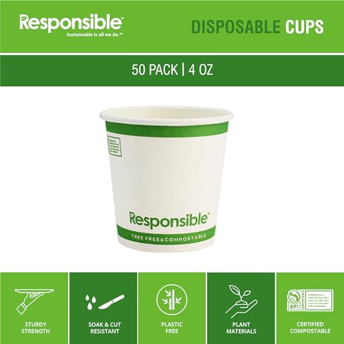 Certified Compostable 4 oz Paper Cups (50 Count)