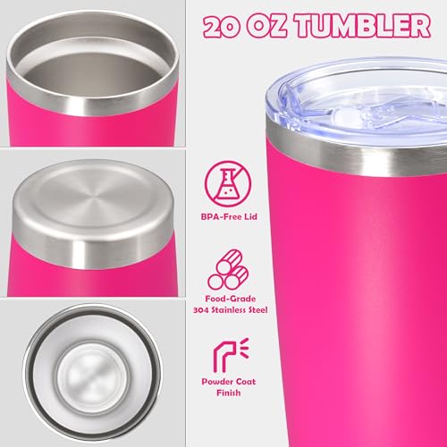 20oz Tumbler Stainless Steel Tumbler Coffee Tumbler with Lid Hot Pink