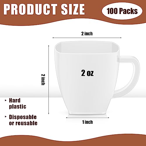 100 Pcs Mini Disposable Tea Cups with Handle (100 Count)
