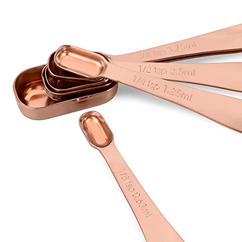 6-Piece 18/8 Stainless Steel Measuring Spoons Set, Rose Gold