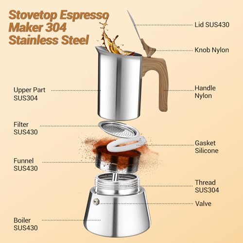 No Coating 12 Cup Moka Pot Thickened 304 Stainless Steel