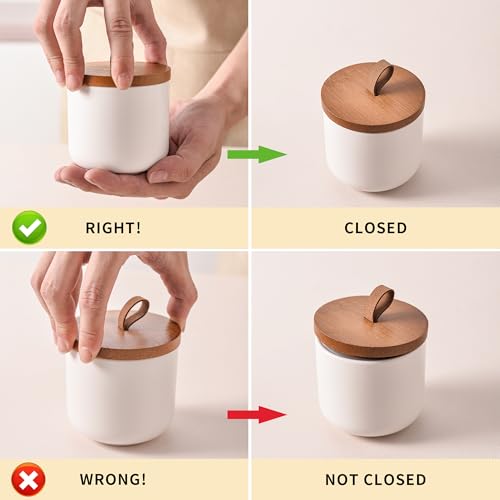 White Ceramic Canister Set with Bamboo Lids