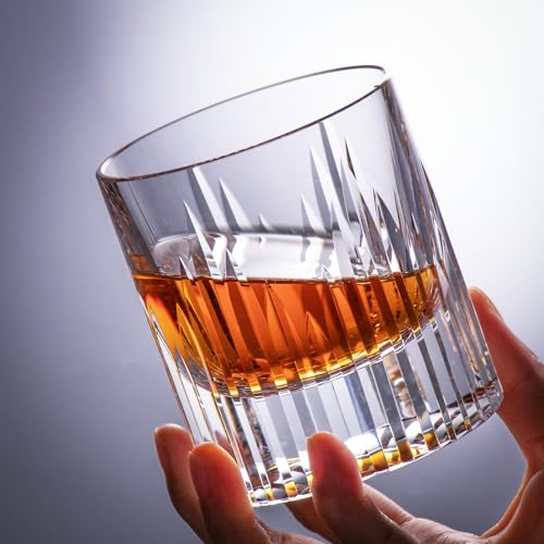 Crystal Whiskey Glasses Set of 2 Hand Blown Old Fashioned Glasses (2.02 Count)