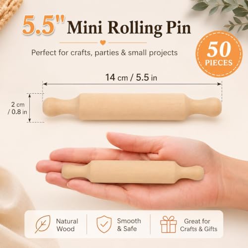 50Pcs Mini Rolling Pin (50 Count)