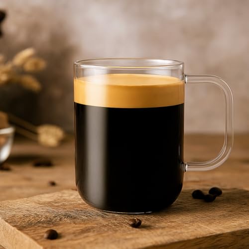 20oz Glass Coffee Mugs Set of 2 (2 Count)