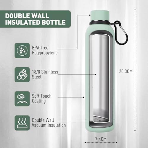 Slim Insulated Water Bottles for Travel 25oz with Clip