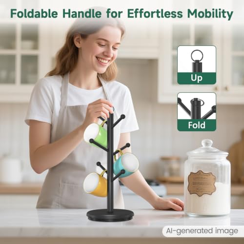 Mug Holder Tree Bamboo 360° Rotating Coffee Cup Display Rack