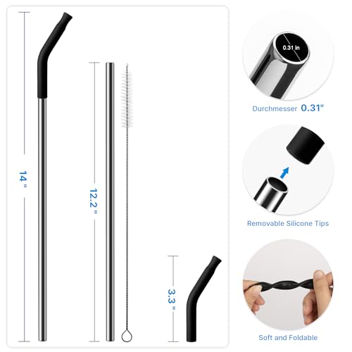 Metal Straw with Silicone Tip for 40oz Stanley Cup