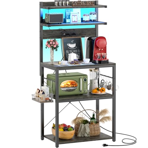Bakers Rack with Power Outlet & RGB LED