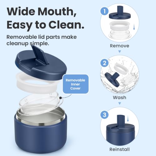 12oz Insulated Vacuum Food Jar with Buckle Lid Wide Mouth Soup Thermo for Hot Food Kids Leakproof Stainless Steel Lunch Container