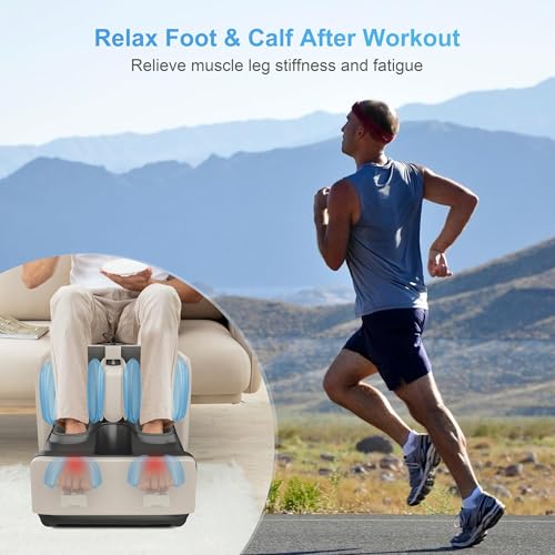 2-in-1 Shiatsu Foot Massager&Foot Rest,Foot and Calf Massager with APP Control,Heated Feet Massager for Foot Pain Relief,Gifts for Men Women