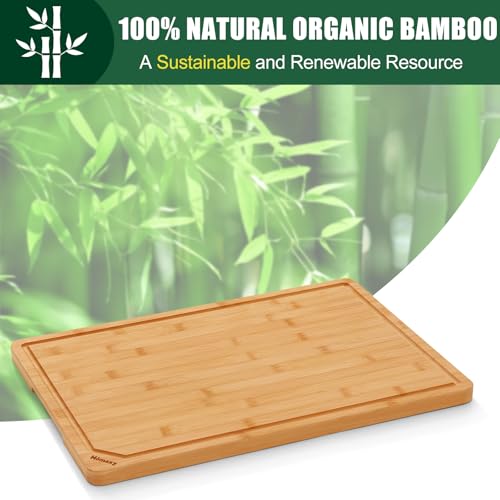 2XL Organic Bamboo Cutting Boards for Kitchen