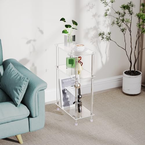 Clear Acrylic Narrow Side Table Set of 2 for Small Spaces (2 Count)