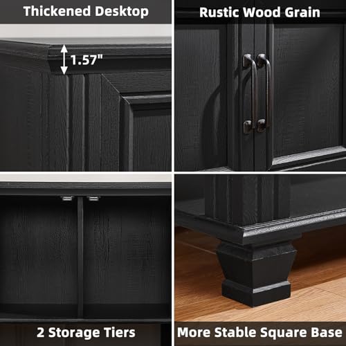 Farmhouse Coffee Bar Cabinet with Open Shelf