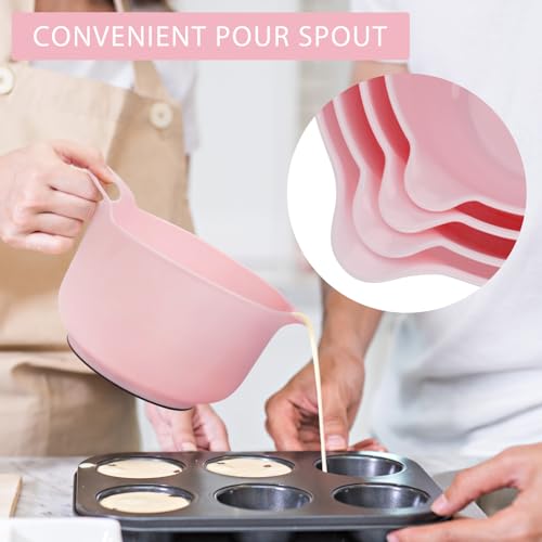 4 Pack Nesting Mixing Bowl with Pour Spout and Handle