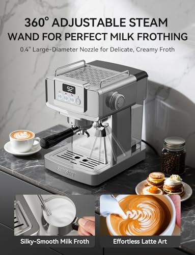 20 Bar Espresso Machine Stainless Steel with Powerful Milk Frother