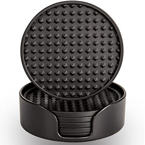 Rubber Coasters Set 6 with Holder