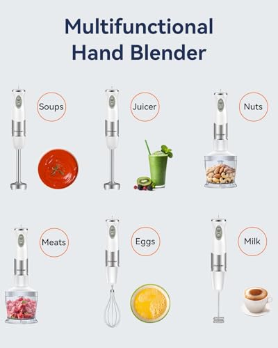 Immersion Blender Handheld 1000W 5 in 1 Corded Stick Hand Blender Kitchen with 12 Speed