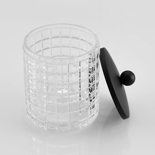Glass Cotton Jar Holder Matte Black Lid