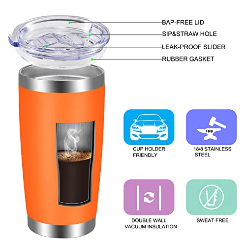 20oz Tumbler with Lid and Straw Stainless Steel Tumbler Cup Bulk Vacuum Insulated Double Wall Travel Coffee Mug Powder Coated Coffee Cup (12 Count)