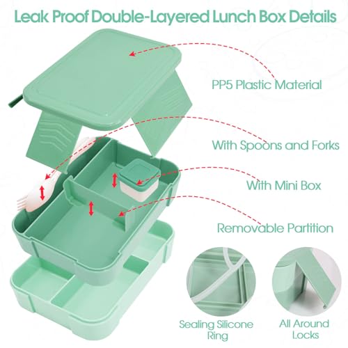 Lunch Box for Girls with 10oz Thermo 6 Compartment Bento Set (6 Count)