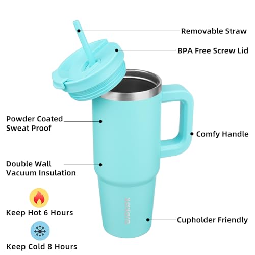 30 oz Insulated Tumbler with Handle & Straw