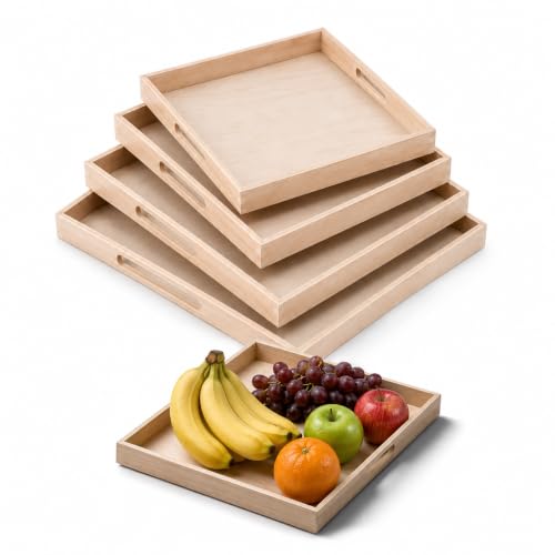 Wooden Square Trays (5 Count)