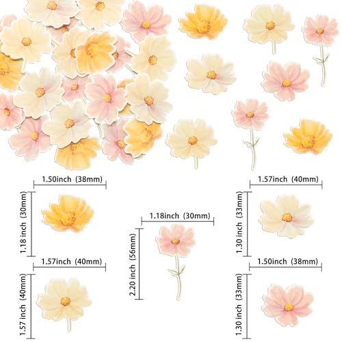 50Pcs Edible Flower Cupcake Toppers Wafer Paper Spring Bridal Engagement Baby Shower Birthday Party Cupcake Picks Anniversary Party Decorations Supplies Multi (50 Count)